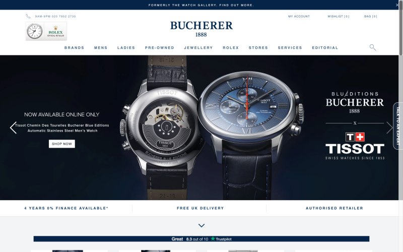 Bucherer home page screenshot on April 16, 2019