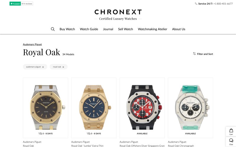 Chronext catalog page screenshot on April 16, 2019