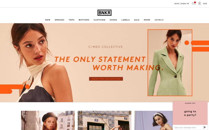Fashion Bunker home page screenshot on April 26, 2019