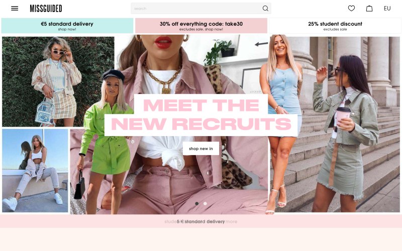 Missguided home page screenshot on April 22, 2019