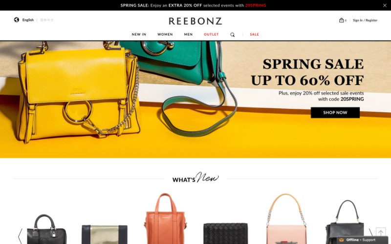 Reebonz home page screenshot on April 2, 2019