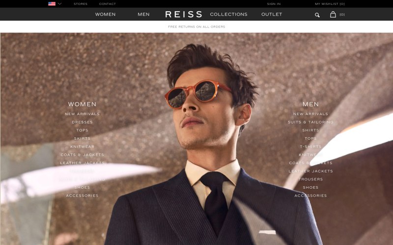 Reiss home page screenshot on April 11, 2019