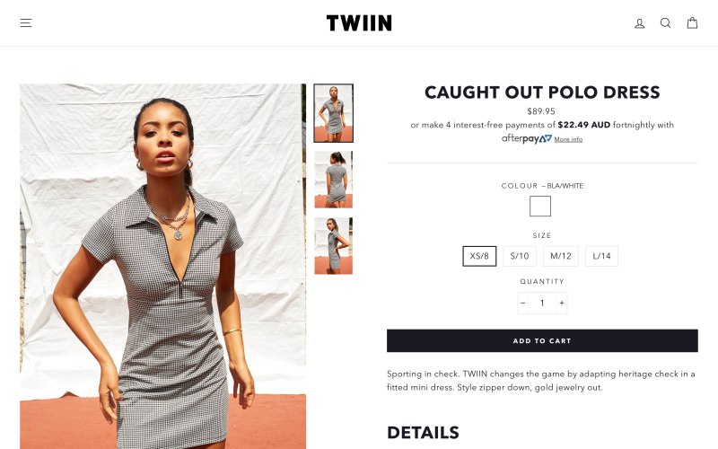 Twiin product page screenshot on April 27, 2019
