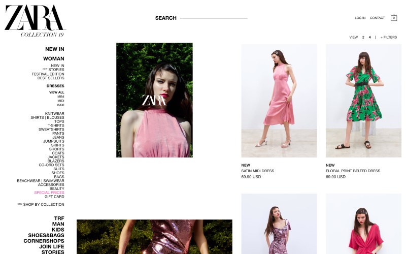 Zara catalog page screenshot on April 9, 2019