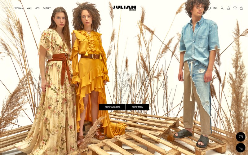 Julian Fashion home page screenshot on May 13, 2019