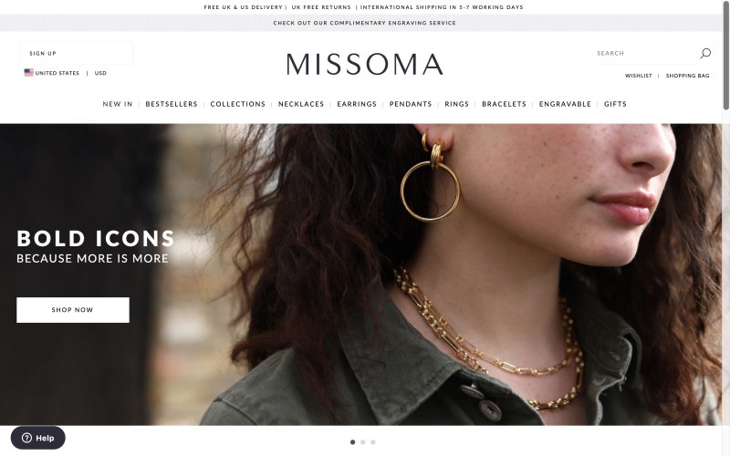 Missoma home page screenshot on May 1, 2019