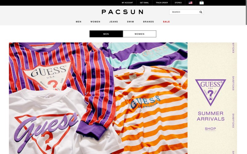 Pacsun home page screenshot on May 10, 2019