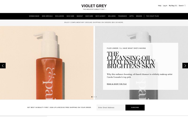 Violet Grey home page screenshot on May 8, 2019